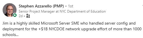 Recognized as a highly skilled Microsoft Server SME